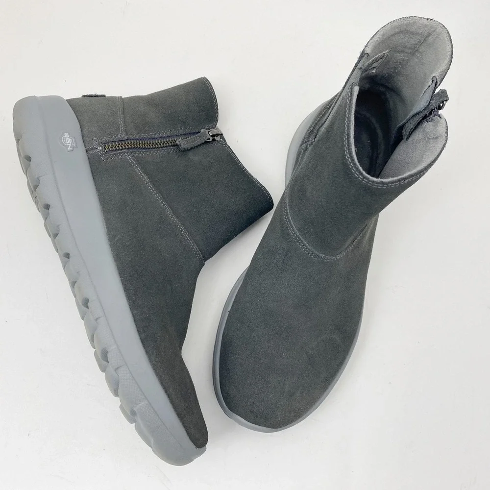 Skechers Goldy Suede Faux Fur Lined Ankle‎ Booties Womens 9 Gray